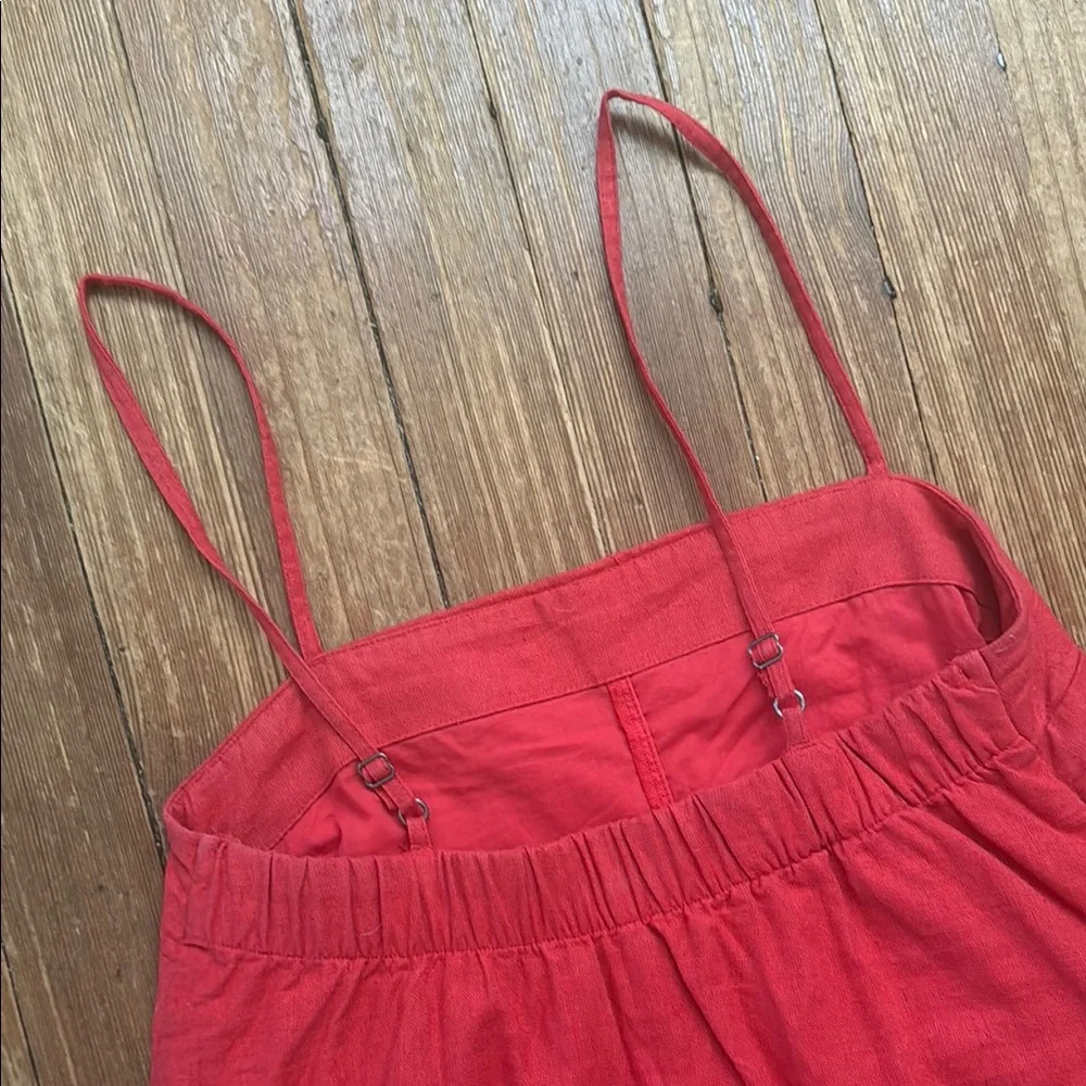 Abercrombie Red Linen Blend Spaghetti Strap Mini Skort Dress Size XS - Picture 5 of 6